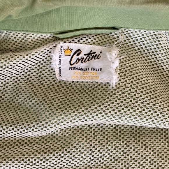 Vintage Cortina windbreaker jacket medium green 60s 70s Rockabilly - Picture 11 of 12
